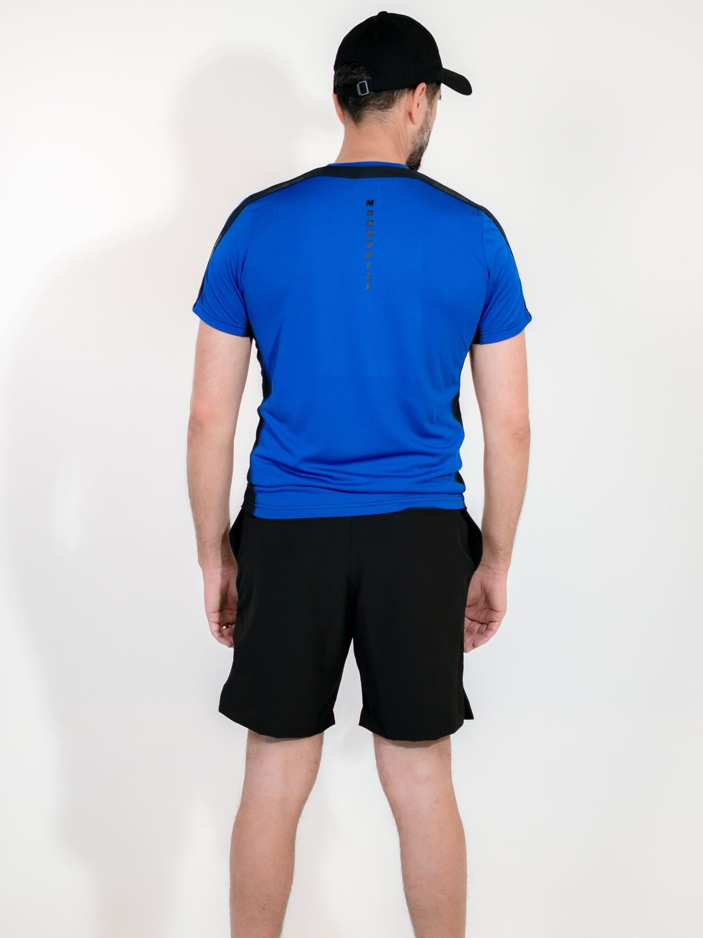 PLAYERA DRYFIT AZUL CON NEGRO