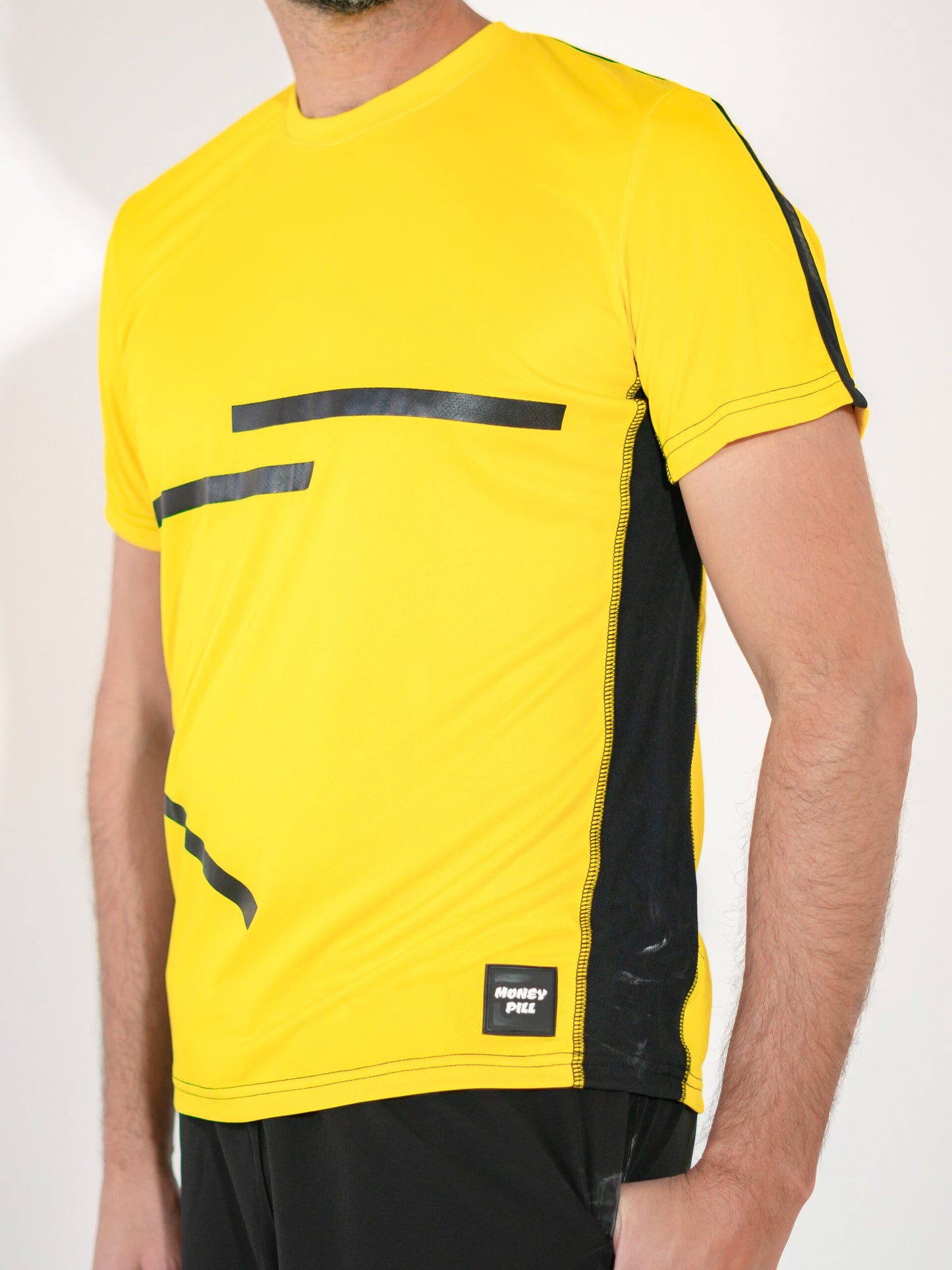 PLAYERA DRYFIT AMARILLO CON NEGRO