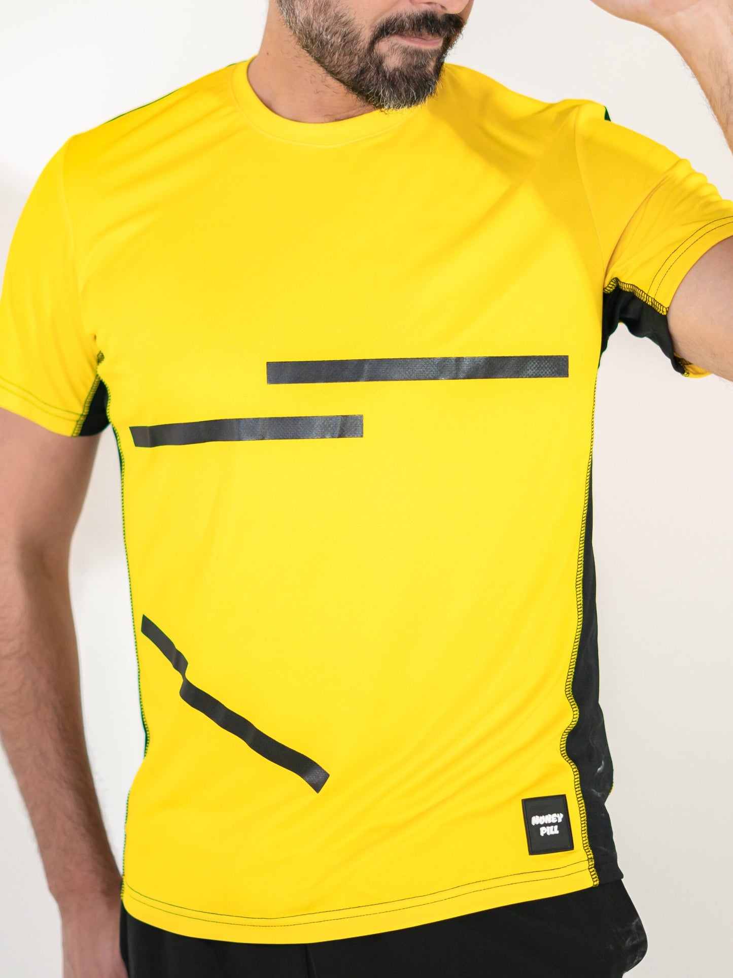 PLAYERA DRYFIT AMARILLO CON NEGRO